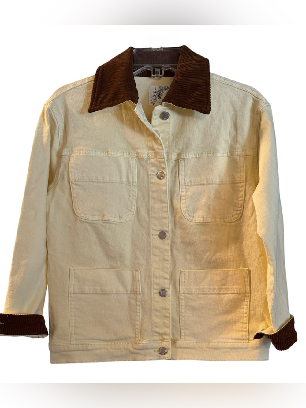 NWT Altar'd State Cream Jacket with Brown Corduroy Collar